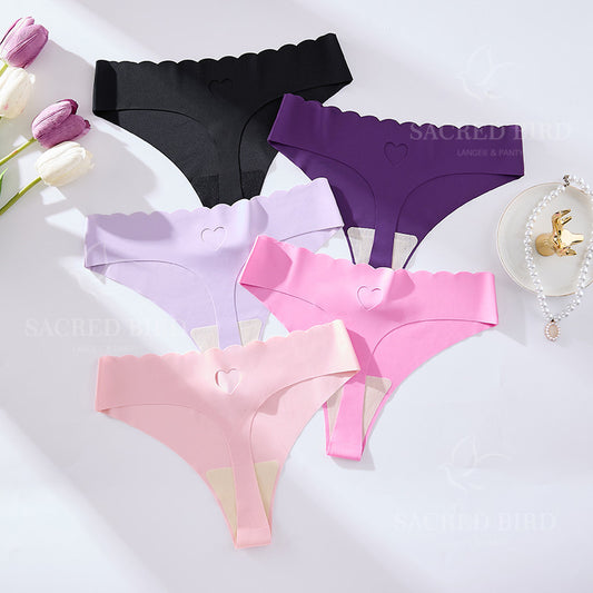 Wavy edge Seamless thin breathable invisible yoga T-shaped love couple essential T-back