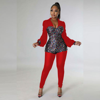 GY (M-2XL) YK2539 mesh sequin jumpsuit