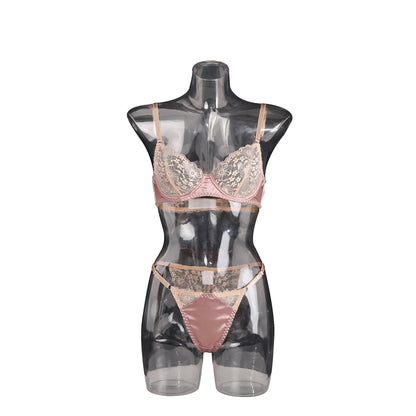 Sexy lingerie set see-through lace bra elegant women's underwear