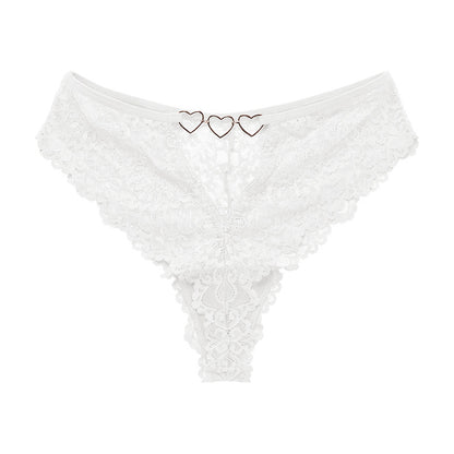 Sexy lace see-through plus size T-type pants metal buckle cotton crotch T-back