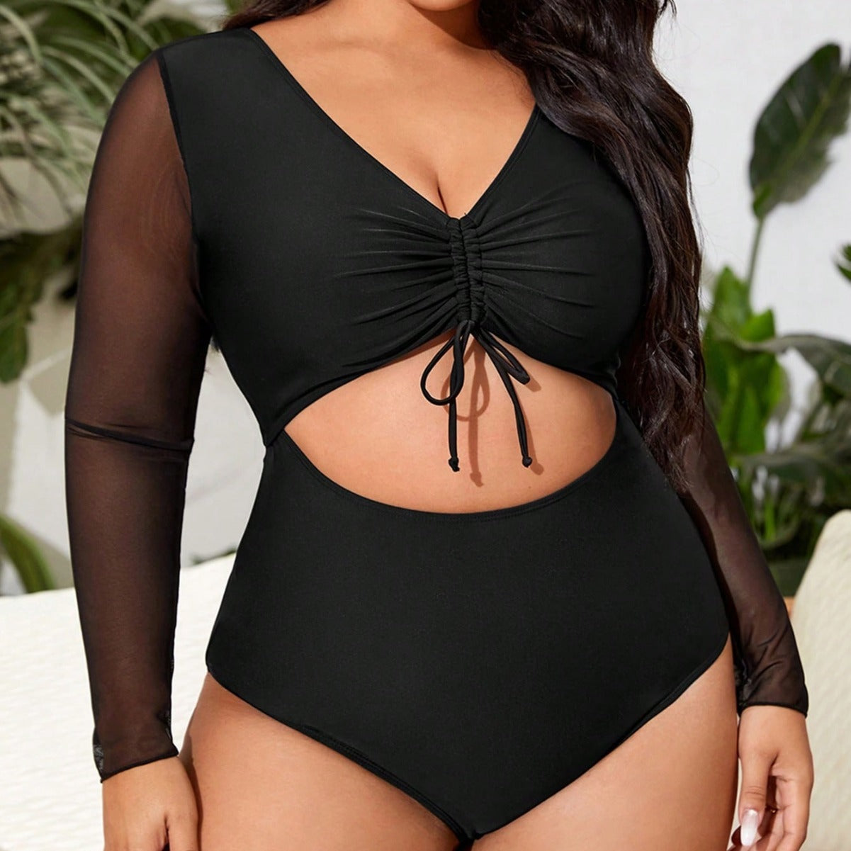 LF (L-4XL) bikini sexy suit split solid color plus size swimsuit