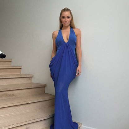SXR 2026 Spring Design Deep V sexy pleated waist tight formal dress