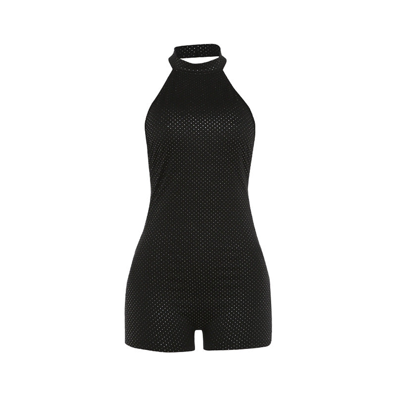 SXR 2026 spring sexy backless halter skinny sheath one-piece shorts