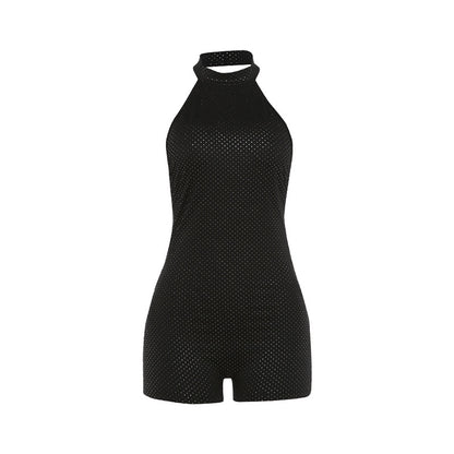SXR 2026 spring sexy backless halter skinny sheath one-piece shorts