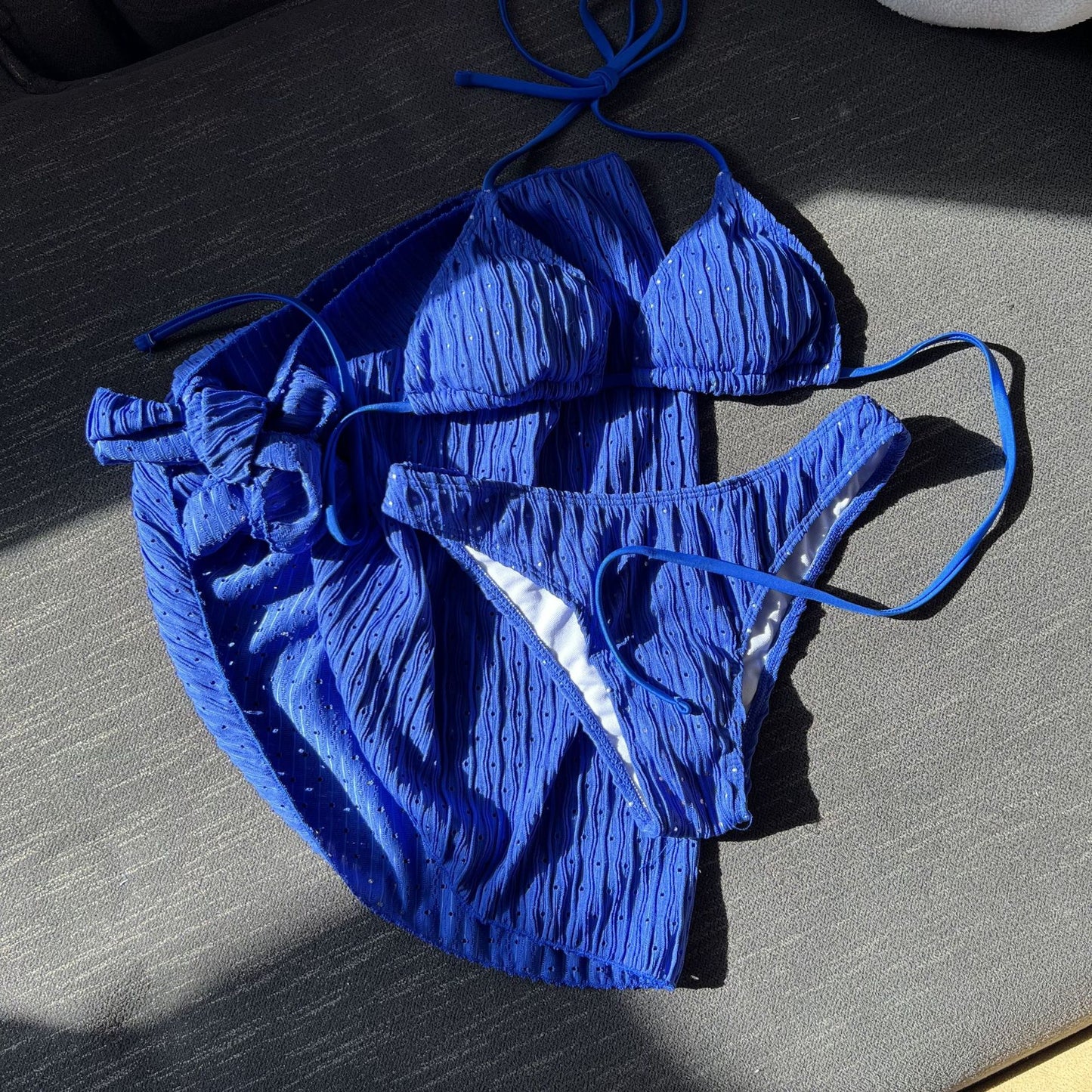 (4 days ready to ship) SY swimsuit three-piece backless drawstring strap bikini three-piece set