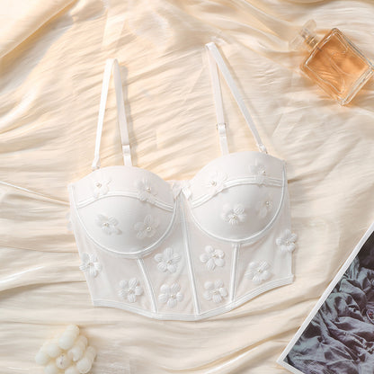 Hot selling sexy lingerie flower unlined top can be worn outside 1998