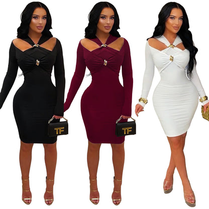 XYZ C7627 off-the-shoulder slim-fit sheath dress
