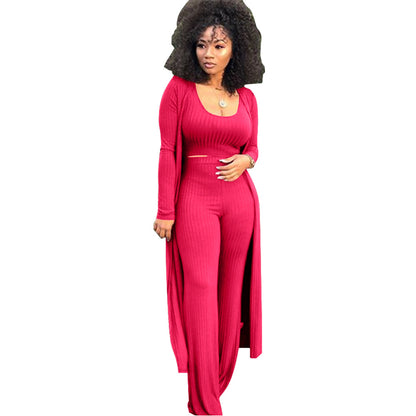 MYF (S-2XL) high elastic sunken stripe three-piece suit