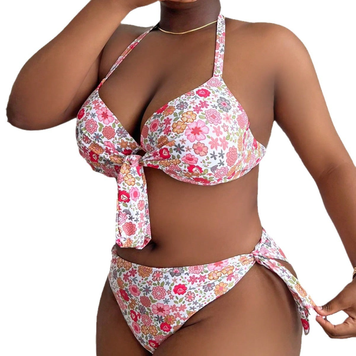 LF (L-4XL) bikini sexy suit split color printing plus size swimsuit