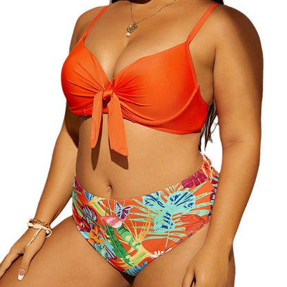 LF (L-4XL) bikini sexy suit split color printing plus size swimsuit