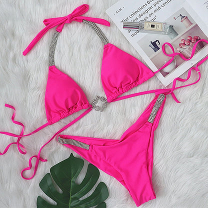 Sexy lace-up luxury rhinestone bikini