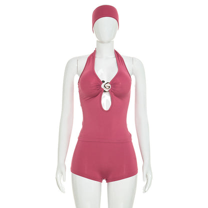 DZHT D26ST195 hair band halter lace-up Sling Top tight shorts two-piece suit