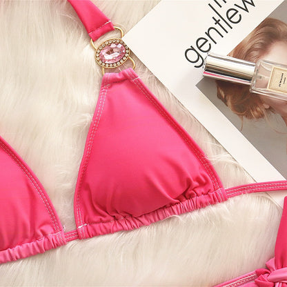 Bikini sexy gradient printing strap luxury crystal diamond