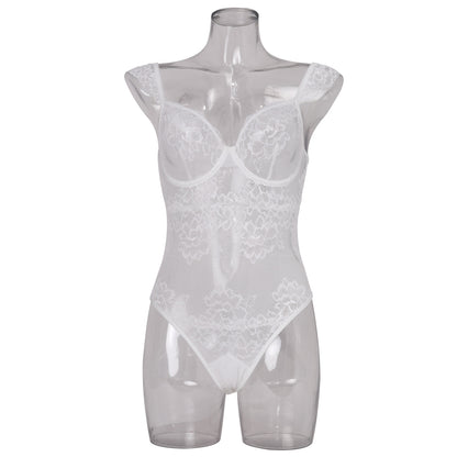 Lace steel ring see-through pure color slimming thin and comfortable jumpsuit sexy lingerie