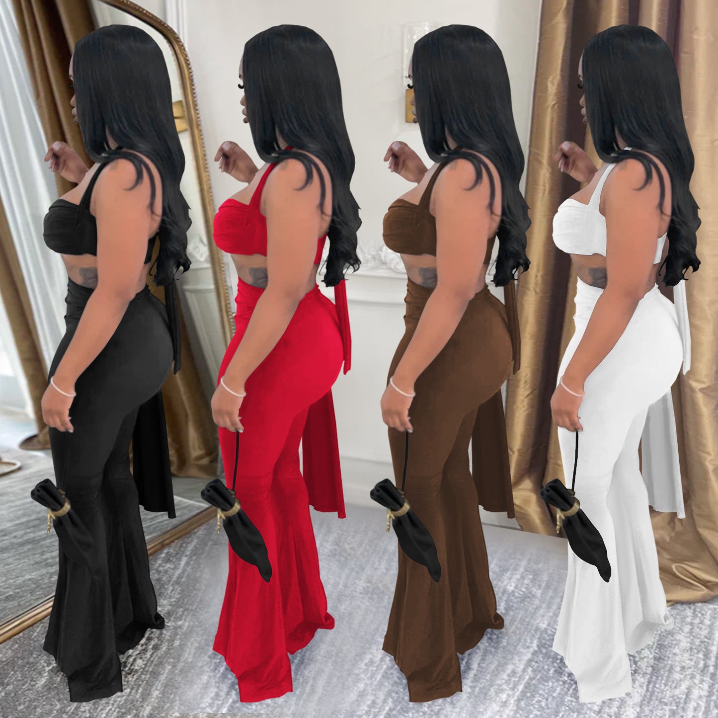 XYZ C7485 summer tube top bandage trousers suit