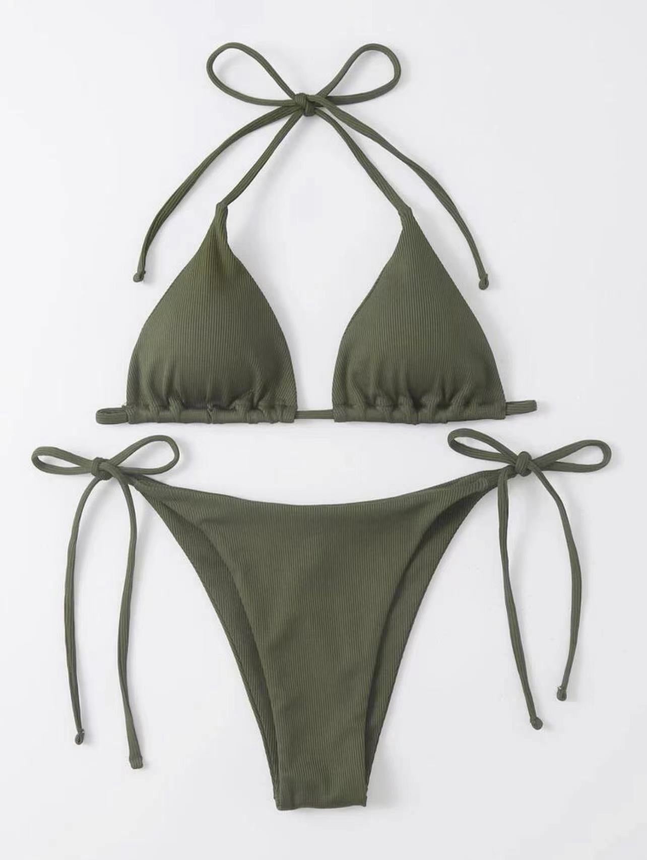 (4 days ready to ship) SY three-point small sunken stripe split bikini
