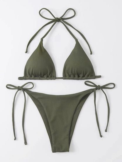 (4 days ready to ship) SY three-point small sunken stripe split bikini
