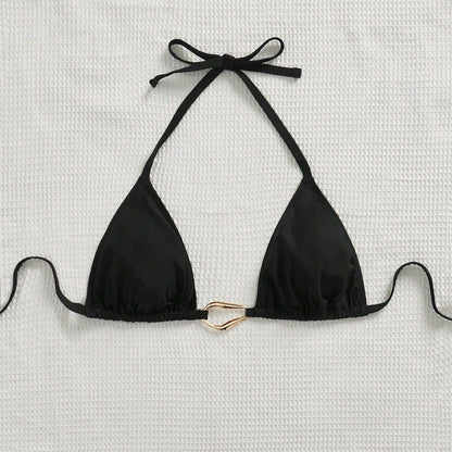 CL (L-4XL) 2026 metal halter triangle cup sexy bikini plus size swimsuit female bikini