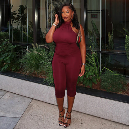 DZHT J25JP492 halter sleeveless backless jumpsuit