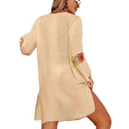 CYB Beach Cover-up mosaic flower Beach dress cloth flowers sun protective blouse