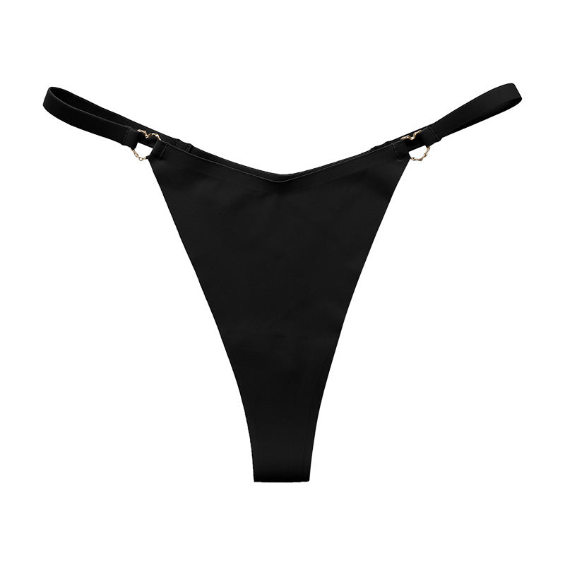 Thin belt low waist love ring seamless ice silk T-shaped Panties Plus size cotton crotch T-back