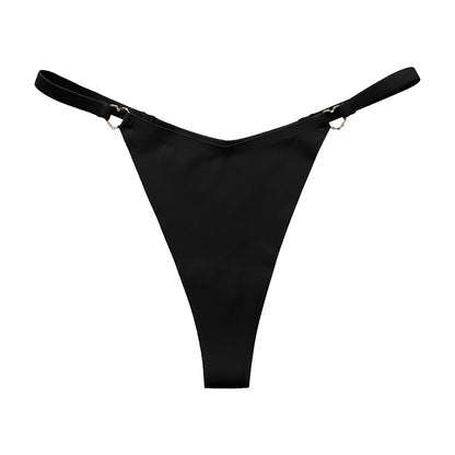 Thin belt low waist love ring seamless ice silk T-shaped Panties Plus size cotton crotch T-back
