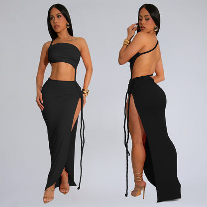 XYZ C7342 summer chest wrap side slit dress