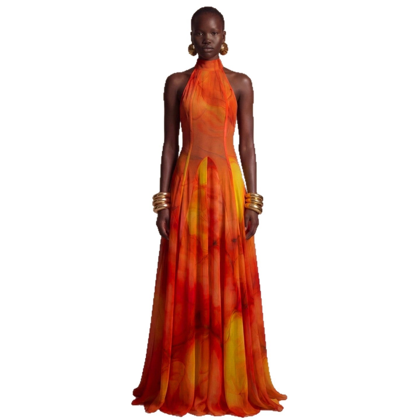 SXR K6D06141A summer temperament waist-controlled turtleneck sleeveless dress