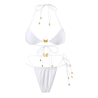 (4 days ready to ship) SY elastic string butterfly ornament bikini split triangle bag strap women