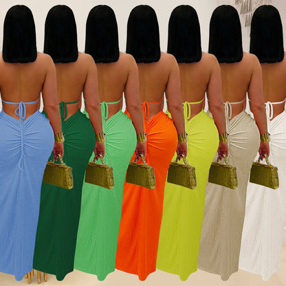 XYZ C7407 knitted halter backless dress