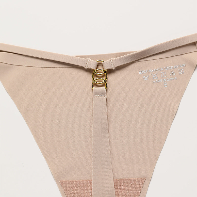 Seamless thin band buckle T-shaped panties less fitness underwear one piece cotton crotch T-back