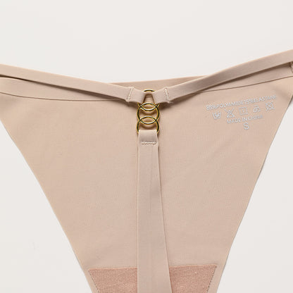 Seamless thin band buckle T-shaped panties less fitness underwear one piece cotton crotch T-back