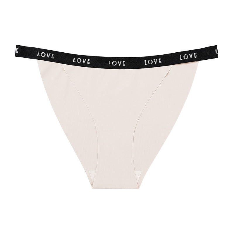 Letter waist edge Seamless ice silk cotton crotch underwear briefs breathable quick-drying nude feel