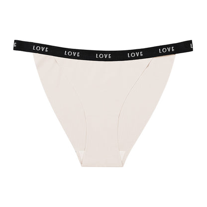 Letter waist edge Seamless ice silk cotton crotch underwear briefs breathable quick-drying nude feel
