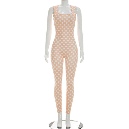 DZHT J26JP025 fashion slim fit slimming temperament polka dot jumpsuit