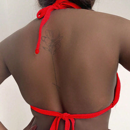 CL (L-4XL) halter strap plus size swimsuit women's bikini top sexy push up