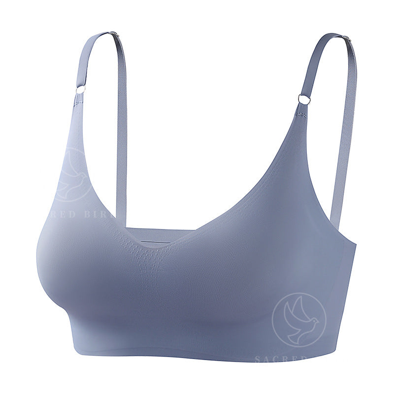 Plus size traceless adjustable push up underwear V-neck without steel ring bra bra thin mould Cup