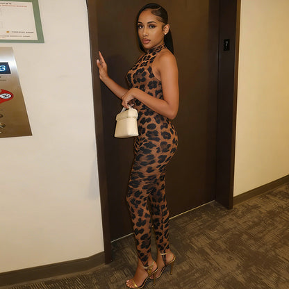 DZHT J26ST077 spring slim-fitting slimming printed jumpsuit stepping pants suit