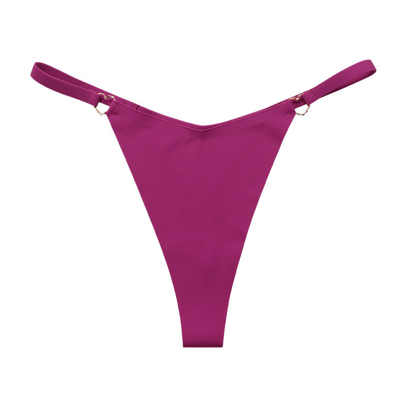 Thin belt low waist love ring seamless ice silk T-shaped Panties Plus size cotton crotch T-back