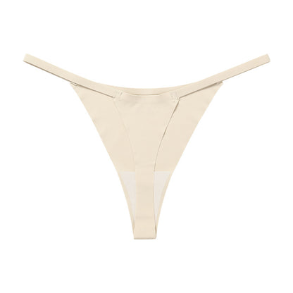 Low waist Ice Silk seamless T-back grinding cotton crotch T-shaped quick-drying