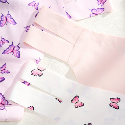 Grinding butterfly printing large size Ice Silk seamless one-piece T-type free sexy T-back