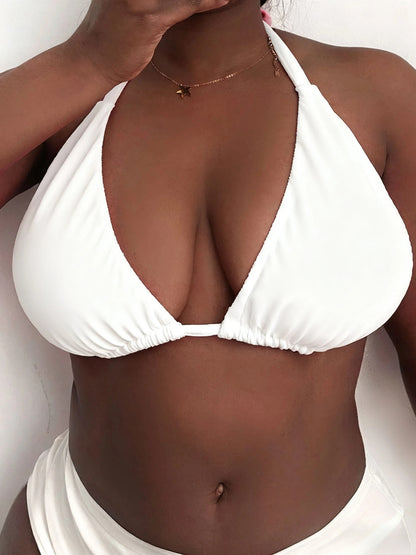 CL (L-4XL) halter strap plus size swimsuit women's bikini top sexy push up