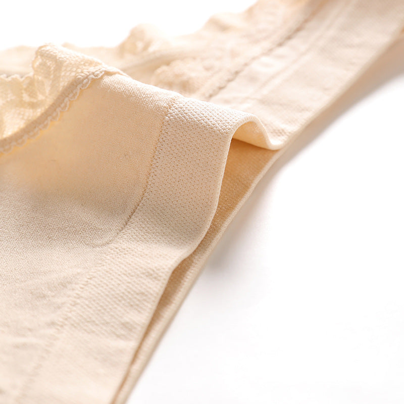 Lace stitching seamless large size lightweight breathable yoga invisible T-shaped cotton crotch T-back