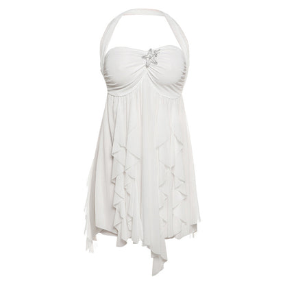 SXR summer halter backless irregular skirt short dress for women