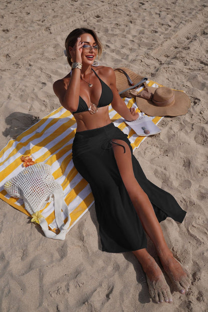 (4 days ready to ship) SY 2026 beach sun protection tulle skirt three-piece bikini split swimsuit