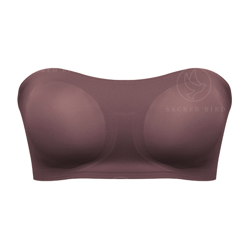 Double-sided open buckle chest cover small chest push up tube top non-slip anti-exposure large size without steel ring bra