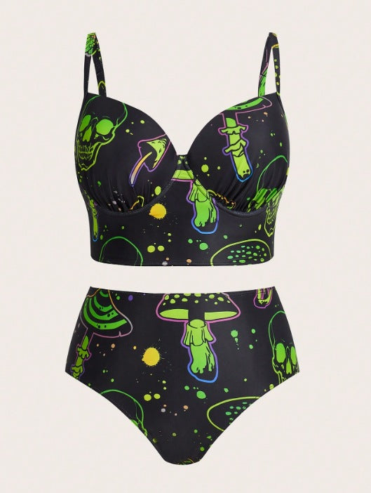 CL (L-4XL) 2026 printed bikini set with steel bracket
