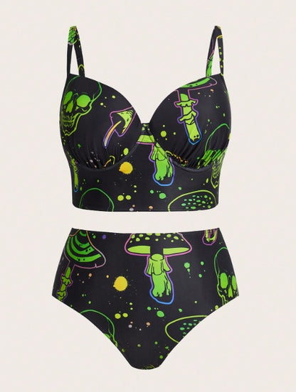 CL (L-4XL) 2026 printed bikini set with steel bracket