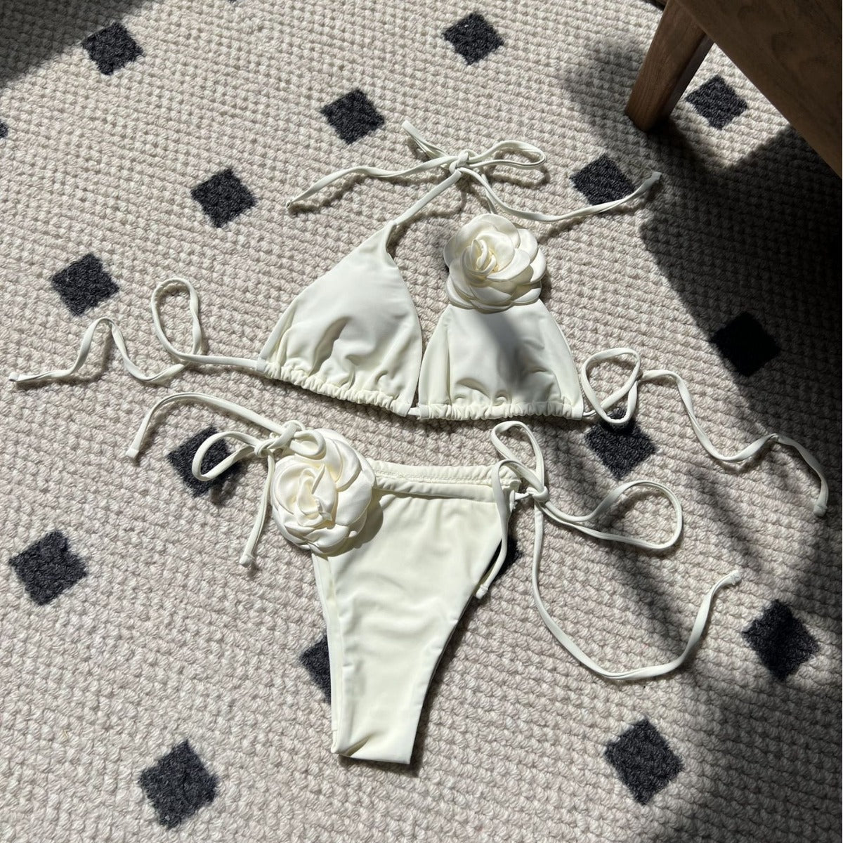 (4 days ready to ship) SY rose drawstring strap split bikini