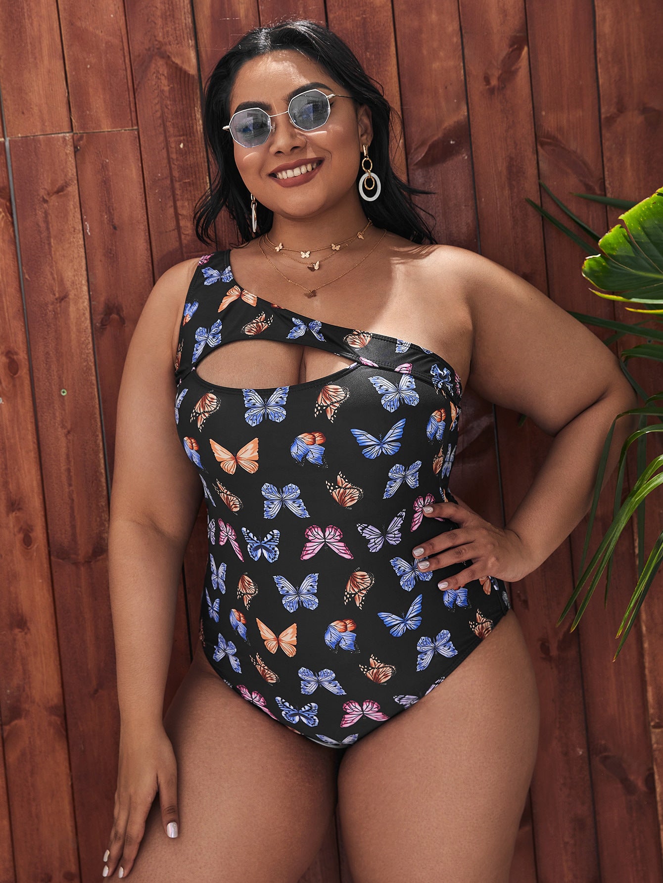 LF (L-4XL) swimsuit women's one piece sexy plus size multi-color printing